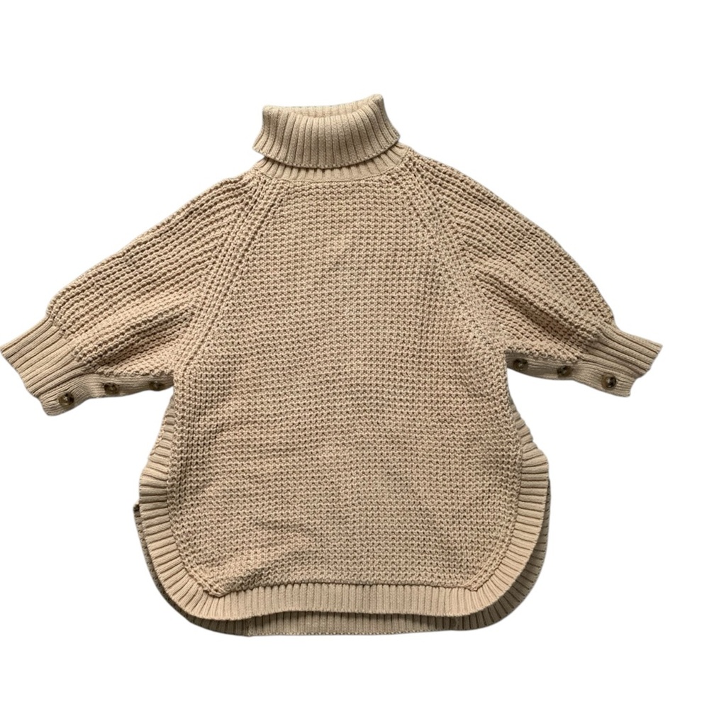 J. Crew Cream Knit Turtleneck Poncho Sweater